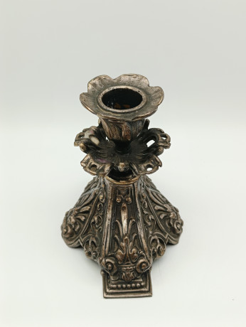 Подсвечники винтажные на одну свечу, с красивым резным декором, латунь, 2 шт., 12 х 11.5 см, Германия, 1960-70гг.