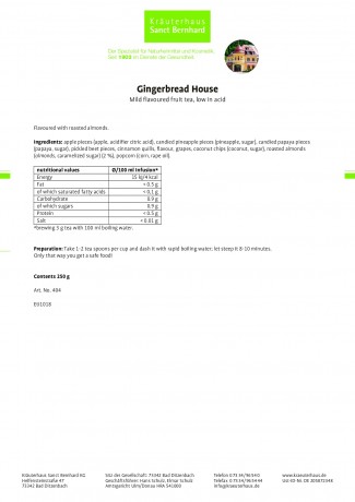 Krauterhaus Sanct Bernhardt Fruit Tea "Gingerbread House", 250 г
