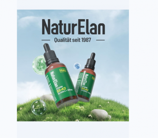 NaturElan Vitamin D3 + K2 MK7 drops 10ml, Капли 20000 МЕ, высокая дозировка, витамин D3 жидкий, поддержка иммунитета и костей, Германия