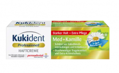 Kukident Haftcreme Med + Kamille 40g х 2st,  Крем для фиксации зубных протезов, сильная фиксация до 12 часов, защита десен, с ромашкой и мятой, 40 г x 2шт
