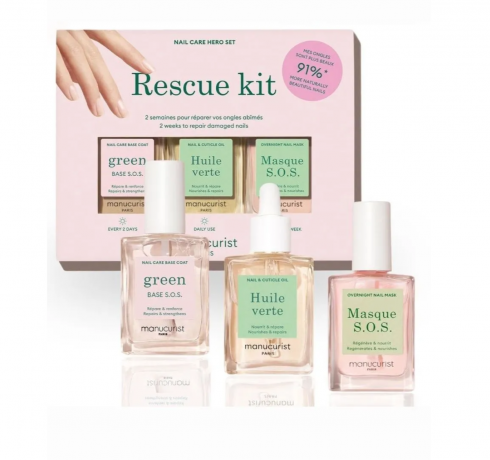 Manucurist Rescue Kit, Набор средств для маникюра  3 средства: база 15 мл, SOS маска 15 мл, масло для кутикулы 15 мл, восстановление и укрепление ногтей