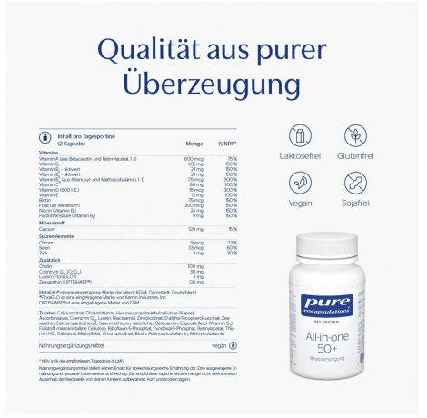 Pure Encapsulations All-in-one 50+, 60st,  Мультивитамины 50+ (Австрия), 60шт, гипоаллергенные, активные формы витаминов