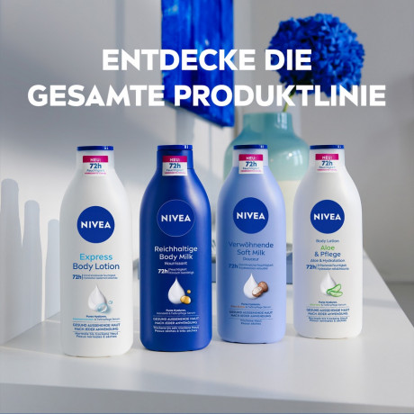NIVEA Reichhaltige Body Milk, 400 ml, Нивеа Молочко для тела, гиалуроновая кислота и миндальное масло, 72ч увлажнение, 400 мл