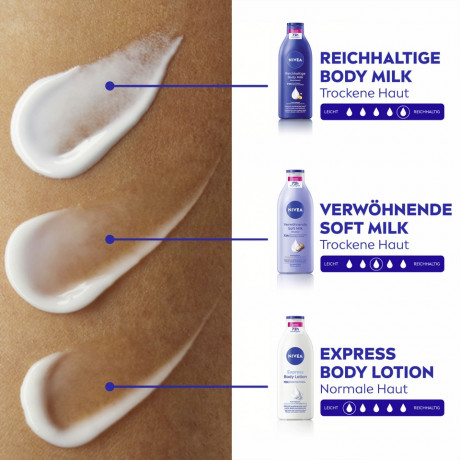 NIVEA Reichhaltige Body Milk, 400 ml, Нивеа Молочко для тела, гиалуроновая кислота и миндальное масло, 72ч увлажнение, 400 мл