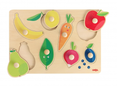 HABA HABA Greifpuzzle Obst &amp; Farben 2011811001, Развивающая игра Первый пазл Фрукты и цвета (Германия) 2011811001, дерево, развивает моторику и цвета, от 1 года
