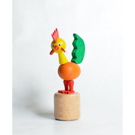 Holzspielzeug Wackelfigur Hahn grun Деревянная игрушка кивает петух зеленый