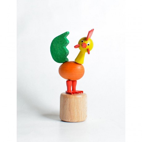 Holzspielzeug Wackelfigur Hahn grun Деревянная игрушка кивает петух зеленый