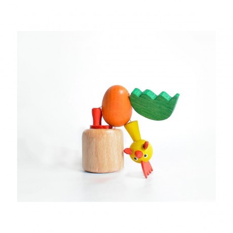 Holzspielzeug Wackelfigur Hahn grun Деревянная игрушка кивает петух зеленый