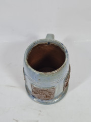 Кружка пивная винтажная с изображением льва на гербе, серая керамика, 10 см, Бельгия, 1960-70гг.