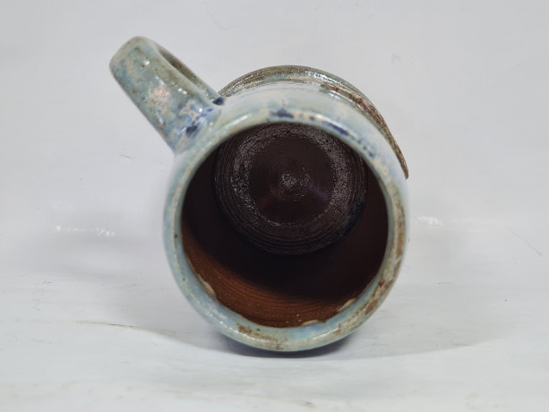 Кружка пивная винтажная с изображением льва на гербе, серая керамика, 10 см, Бельгия, 1960-70гг.