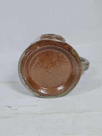 Кружка пивная винтажная с изображением льва на гербе, серая керамика, 10 см, Бельгия, 1960-70гг.