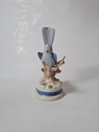 Винтажная фарфоровая фигурка в стиле Лиардо "Птица на ветке дерева", 15см x 8см, Германия, 1960г.