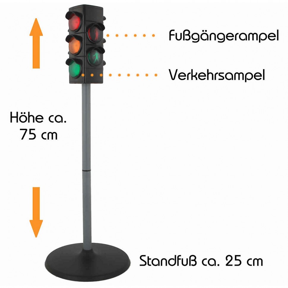 Купить Playfun Kinderampel mit Licht 75 cm gross Verkehrserziehung  Fussganger und Verkehrsampel Детский светофор со светом высотой 75 см.  Правила дорожного движения для пешеходов и светофоров в интернет-магазине  Diskontshop.eu Германия всего за