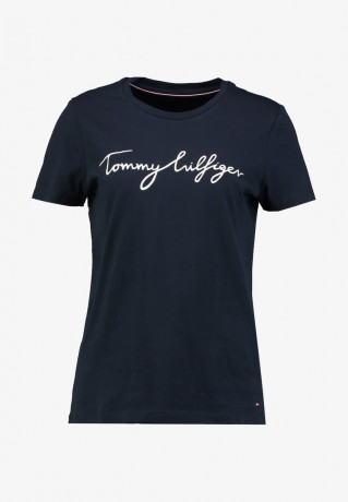 Tommy Hilfiger HERITAGE CREW NECK GRAPHIC TEE Print T-shirt midnight ФУТБОЛКА HERITAGE С КРУГЛЫМ ВЫРЕЗОМ С ГРАФИКОЙ Футболка с принтом полночь