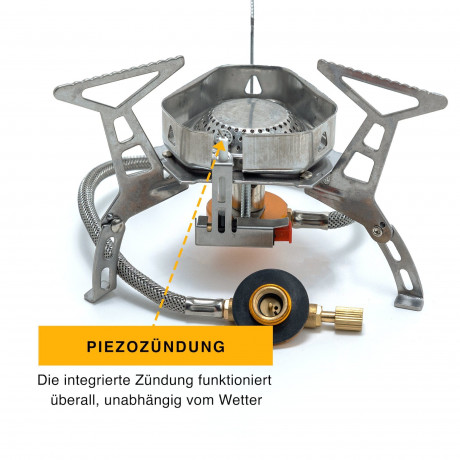 Elfmonkey Elfmonkey Gaskocher Gaskocher Campingkocher, 3500W, Piezozundung, Windschutz, Adapter Газовая плита Elfmonkey, газовая плита, походная плита, 3500 Вт, пьезоподжиг, защита от ветра, адаптер