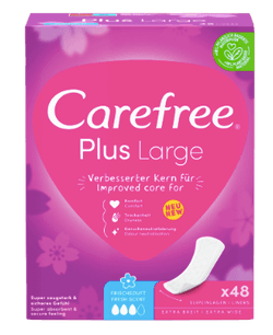 Carefree Slipeinlage Plus Large mit Frischeduf, Прокладки ежедневные Large Plus Fresh с ароматом свежести, 48 шт, 2 упаковки (96 шт)