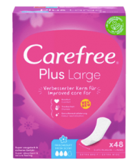 Carefree Slipeinlage Plus Large mit Frischeduf, Прокладки ежедневные Large Plus Fresh с ароматом свежести, 48 шт, 2 упаковки (96 шт)