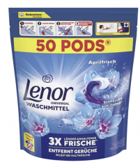 Lenor Vollwaschmittel Flussig All-in-1 Pods Aprilfrisch Großpackung 100WL, Капсулы 100 шт, для стирки цветного белья, с ароматом Апрельская свежесть, 2 уп х 50 капсул