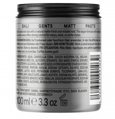 BALI GENTS Matt Paste 100ml, Паста для укладки волос для мужчин (Германия), матовая текстура и сильная фиксация, естественный эффект без склеивания, 100 мл