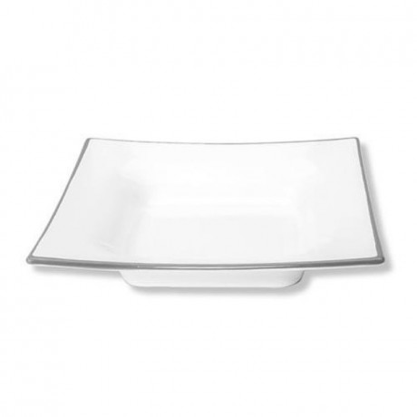 Gmundner Keramik Gmundner Keramik Grauer Rand Suppenteller eckig Trend 20x20 cm Суповая тарелка Gmundner керамическая с серым ободком квадратная Trend 20x20 см