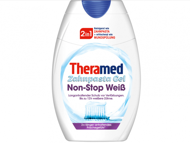 THERAMED Zahnpasta Gel Non-Stop Weib 2in1 White, 75ml x 10st, Зубная паста отбеливающая, 75 мл x 10 шт