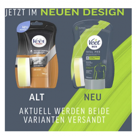 Veet Men Dusch-Haarentfernungscreme Oberkorper & Beine, normale Haut  Мужской крем для удаления волос в душе, для верхней части тела и ног, для нормальной кожи.