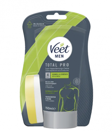 Veet Men Dusch-Haarentfernungscreme Oberkorper & Beine, normale Haut  Мужской крем для удаления волос в душе, для верхней части тела и ног, для нормальной кожи.