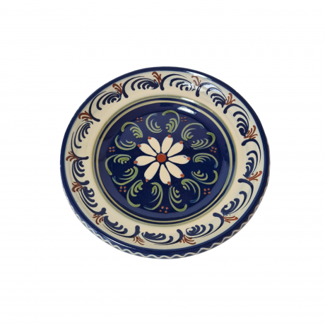 Тарелка декоративная Lehmann Soufflernheim, керамика в темно-синих тонах, ручная роспись, 24,5 x 4,5 см, Германия, 1960-70гг.