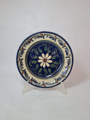 Тарелка декоративная Lehmann Soufflernheim, керамика в темно-синих тонах, ручная роспись, 24,5 x 4,5 см, Германия, 1960-70гг.