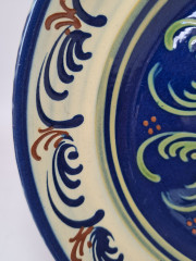 Тарелка декоративная Lehmann Soufflernheim, керамика в темно-синих тонах, ручная роспись, 24,5 x 4,5 см, Германия, 1960-70гг.