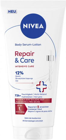 NIVEA Repair & Care Body Serum-Lotion, 200 ml, Нивеа Сыворотка лосьон для тела, 12% глицерин, натуральные масла и центелла, для сухой кожи, 72ч увлажнение, 200 мл