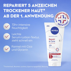 NIVEA Repair &amp; Care Body Serum-Lotion, 200 ml, Нивеа Сыворотка лосьон для тела, 12% глицерин, натуральные масла и центелла, для сухой кожи, 72ч увлажнение, 200 мл