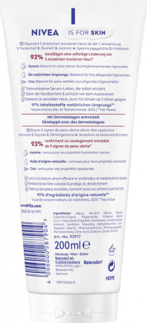 NIVEA Repair & Care Body Serum-Lotion, 200 ml, Нивеа Сыворотка лосьон для тела, 12% глицерин, натуральные масла и центелла, для сухой кожи, 72ч увлажнение, 200 мл