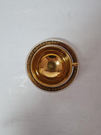 Tirschenreuth P.T Bavaria Чайная пара синяя с обильной позолотой и узором, Германия, 1960-70гг.