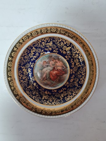 Tirschenreuth P.T Bavaria Чайная пара синяя с обильной позолотой и узором, Германия, 1960-70гг.