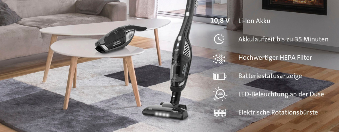 eta eta Akku-Hand-und Stielstaubsauger Moneto Schwarz ETA244990000, 23,76 W, beutellos Беспроводной ручной пылесос eta Moneto Black ETA244990000, 23,76 Вт, без мешка