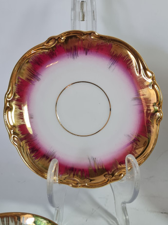 Набор для кофе винтажный RW Bavaria, белый фарфор с обильной позолотой: кофейник 19 x 21 см, 3 чашки 9 x 4,5 м, 4 x блюдца - 12см, Германия, 1960-70гг.