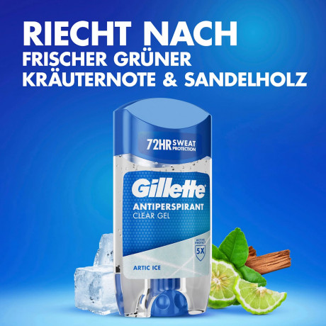 GILLETTE Antitranspirant Deostick Clear Gel Arctic Ice, 70 ml, Джилетт Гелевый антиперспирант Arctic Ice, 70 мл