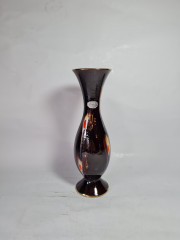 Ваза винтажная Jasba Keramik, черно-коричневая керамика с декором, 27 x 8 см / 3,5 см, Германия, 1960-70гг.