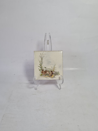 Панно винтажное Wlo с изображением птиц / Х. Арнот, керамика, 10 x 10 см, Германия, 1960-70гг.