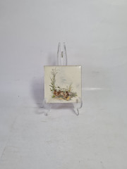 Панно винтажное Wlo с изображением птиц / Х. Арнот, керамика, 10 x 10 см, Германия, 1960-70гг.