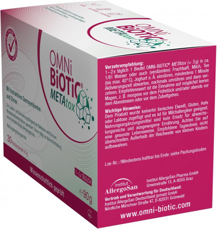 OMNi-BiOTiC METAtox Пробиотик для диетического питания при нарушениях обмена сахара и жиров, 30шт х 3 г