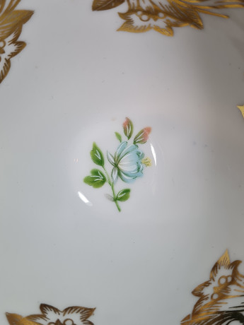 Чайное трио винтажное Bareuther Waldsassen Bavaria с розовыми цветами и золотым декором, фарфор, Германия, 1960-70гг.