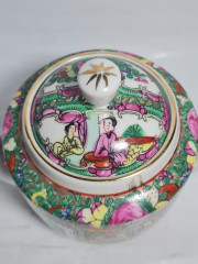 Набор сервировочный винтажный в традиционном китайском стиле, чаша с ложкой, заварочный чайник, фарфор, Китай, 1960-70гг.