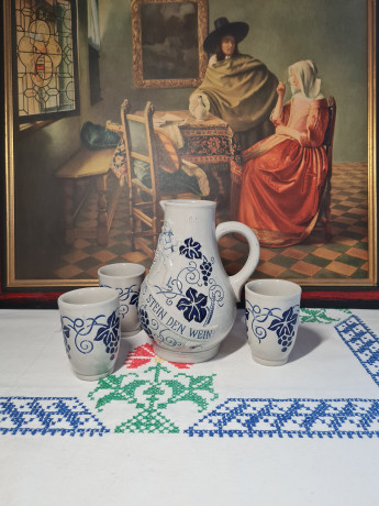 AG Wick Werke Набор для вина Кувшин 500 мл и 3 стакана, керамика, Германия, 1960-70гг.