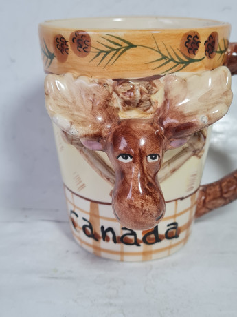 Кружка винтажная Amadeus Canada с головой лося, 2 шт., керамика, 13 см, Канада, 1980-90гг.