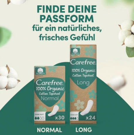 Carefree  Slipeinlagen Organic Cotton Long 24 St, Карефри Ежедневные прокладки из органического хлопка Long 24шт, 5 упаковок (120 штук)