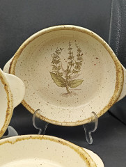 Тарелки сервировочные винтажные CCF France / Коллекция &quot;Ботаника&quot; с ручками, керамика, 3 шт., 20 см, Франция, 1970-80гг.