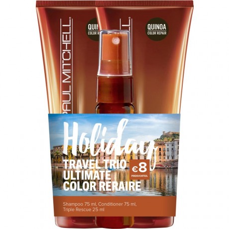 Paul Mitchell (Поль Митчелл) Ultimate Color Repair Holiday Travel Trio, Shampoo Шампунь 75 мл + Conditioner Кондиционер для волос 75 мл + Triple Rescue 25 мл / 1 шт.