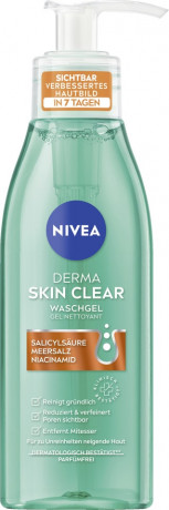 NIVEA Derma Skin Clear Waschgel, 150 ml, Нивеа Гель для умывания, салициловая кислота и ниацинамид, для проблемной кожи, глубокое очищение, 150 мл